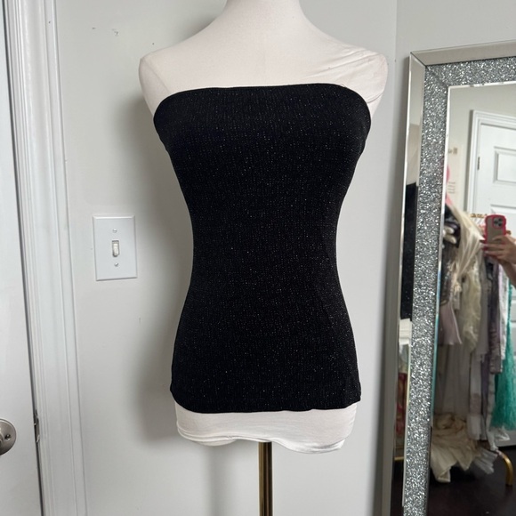 Le chateau y2k going out Elegant Black Strapless Top sparkley S whimsigoth glam - Picture 3 of 5